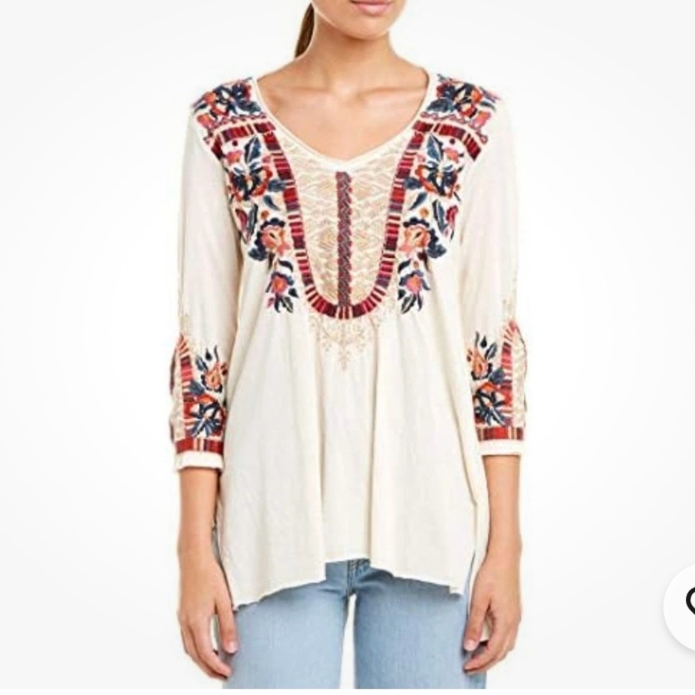 Johnny Was Claude Embroidered Top Small